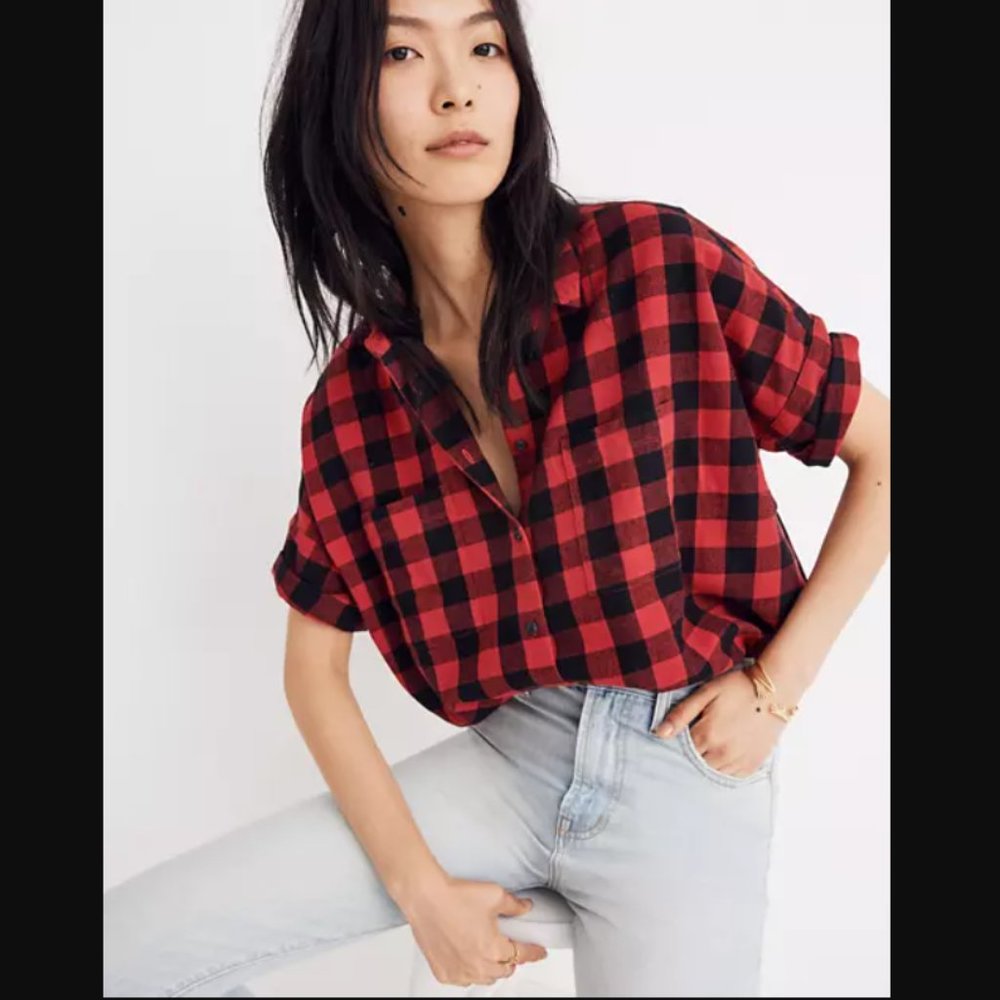 Madewell Flannel Courier Shirt in Buffalo Check